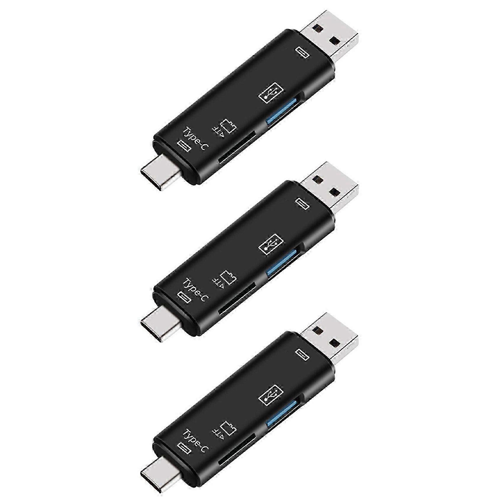 3X 5-in-1 Multifunctional OTG Card Reader Micro-SD / SD Card / USB Reader Support TF Android Type-C Phone / Computer