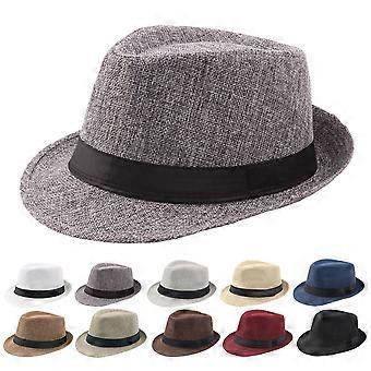 Heren strandzonnehoed effen kleur brede rand fedora vilten hoed Panama pet boater zomer