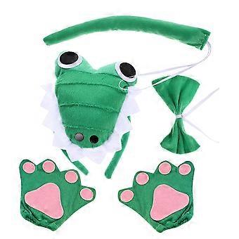 Ensemble de déguisement d'alligator pour Halloween, comprenant un bandeau, une queue, des gants et un nœud papillon. Bandeau animal mignon pour une fête.