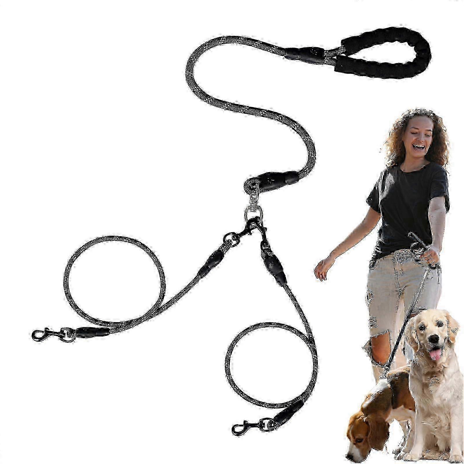 Double Leash for Two Dogs, Durable Adjustable Prevents Tangling Split Rope