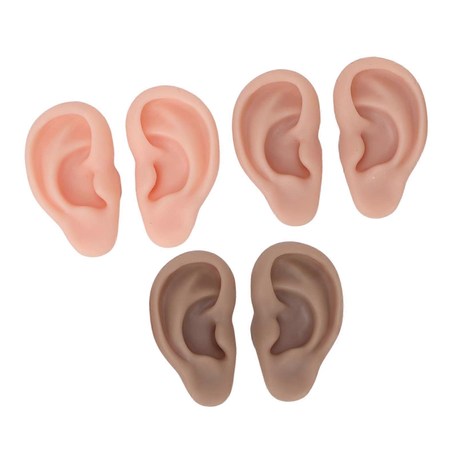 6Pair Silicone Ear Piercing Practice Model Realistic Simulation Ear For Nursing Students Beginner Piercing Training Multicolor