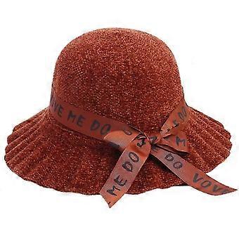 Autumn And Winter Bucket Hat Woman English Bow Ribbons Leisure Fisherman Hat