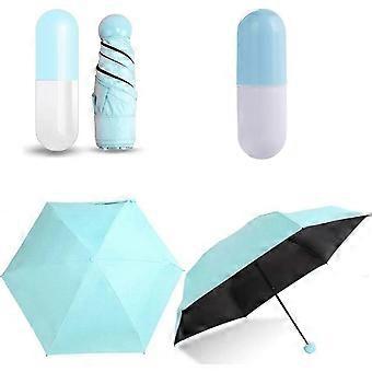 Mini kapselparaply, hopfällbart litet paraply med sött fodral (gul)