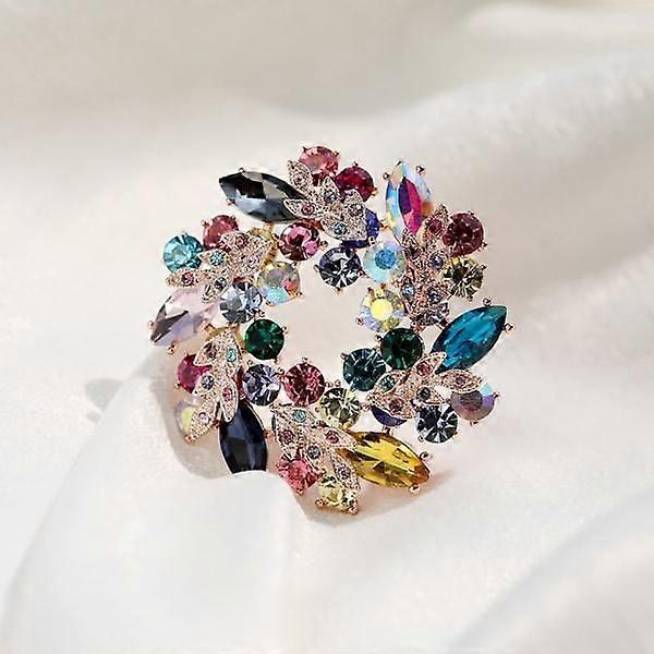 Temperament crystal wreath brooch