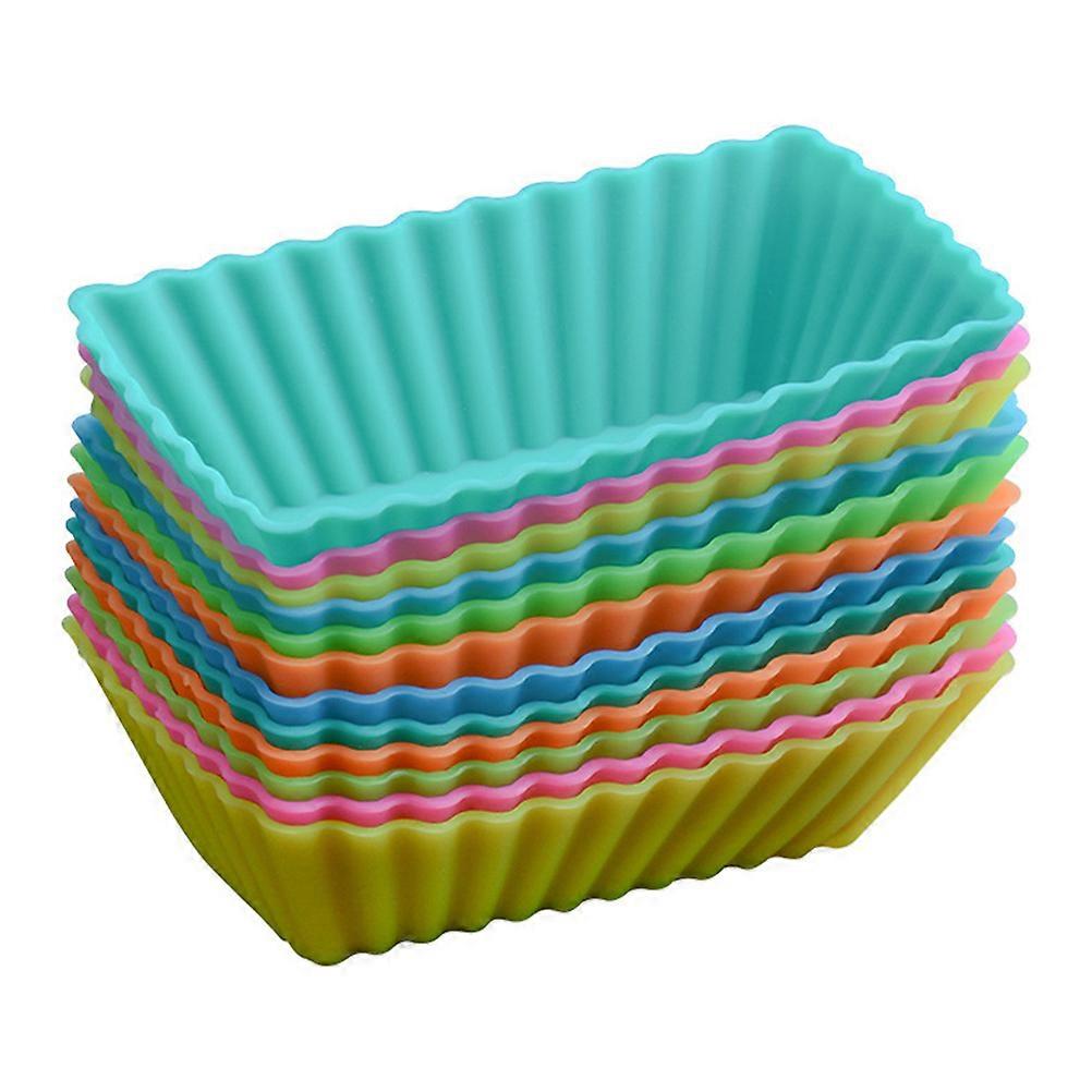 24pcs Silicone Rectangular Design Muffin Molds Cake Baking Cups (Random Color)