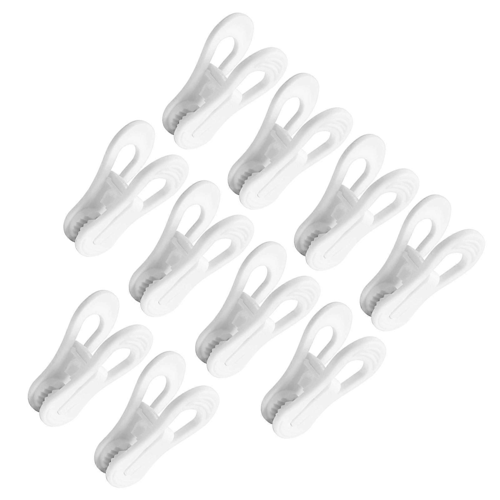 Non-Slip Plastic Clothes Clips 10Pcs White for Laundry
