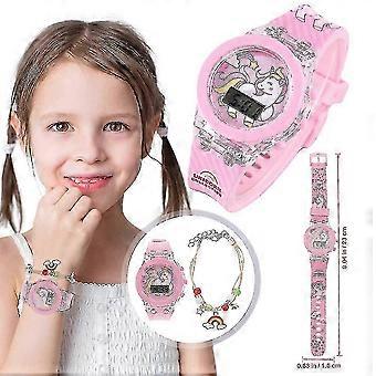 Unicorn Kids Glowing Watch og Rainbow armbånd Set Kids Digital Watch bursdagsgave til jenter