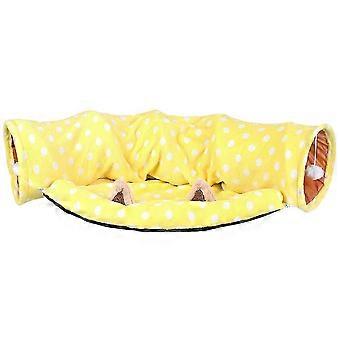 Foldable Bunny Tunnel Cat Tunnel Bed compatible with Kids Yellow Flannel Tube Bed