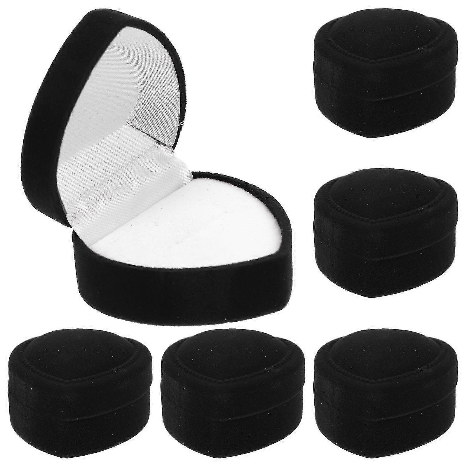 6pcs Gorgeous Ring Box Heart Shaped Proposal Ring Gift Box Lint Inside Boxes