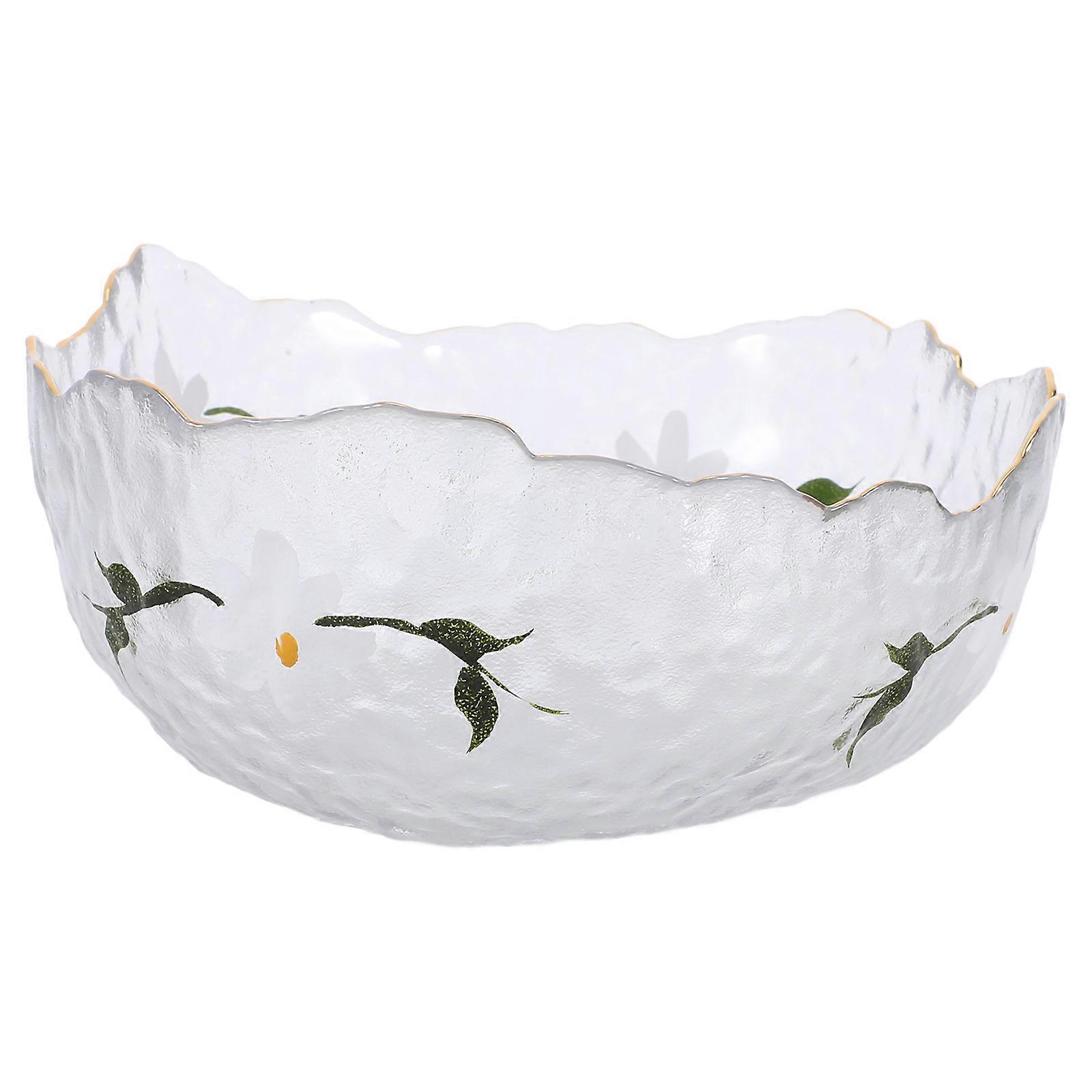 Daisy Pattern Decorative Glass Snack Container for Storage Use