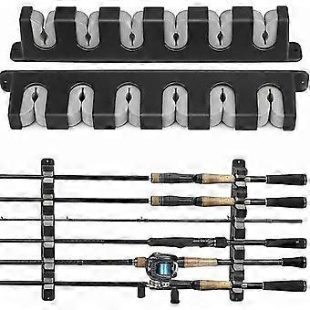 Fishing Rod Rack Canne a Peche Horizontal Wall Mounted Fishing Rod Holder for Garage, Boats, 6 Fishing Rod Combinations, 1 Pair 1 Pair