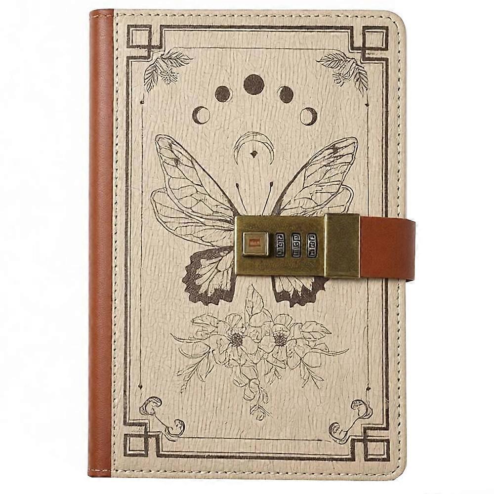 PU Leather Password Notebook, B6 Diary with Lock, Journal with Combination Lock