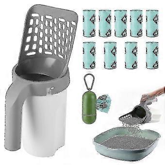 Cat Litter Scoop, Upgraded Cat Litter Scoop With Holder Litter Shovel With Bag And Waste Can Cat Scooper