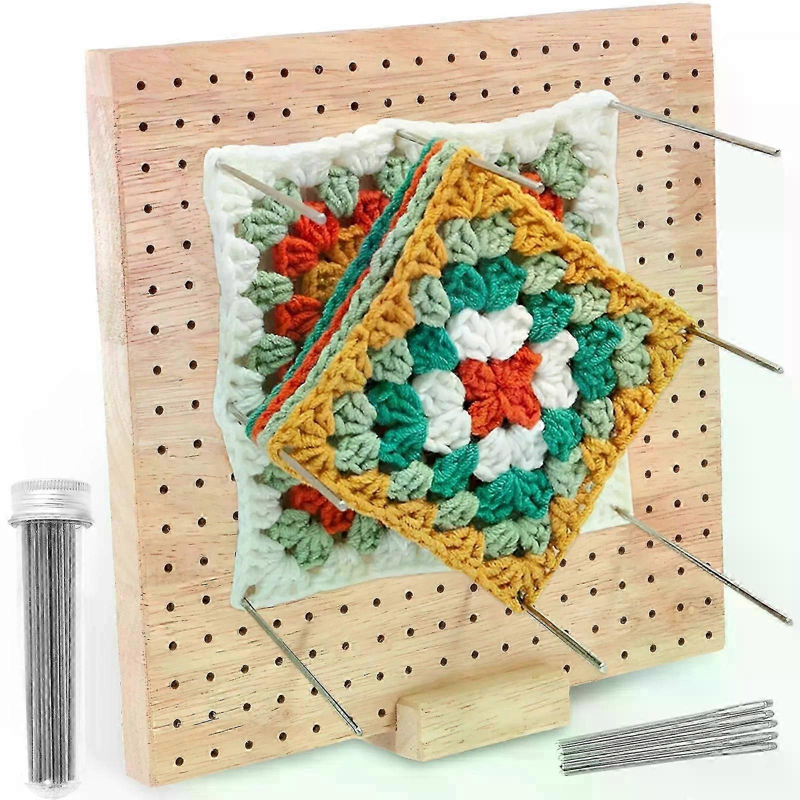 Wooden crochet pattern set, hand-knitting pattern set, with crossbar, suitable for knitting granny square crochet pattern crafts.