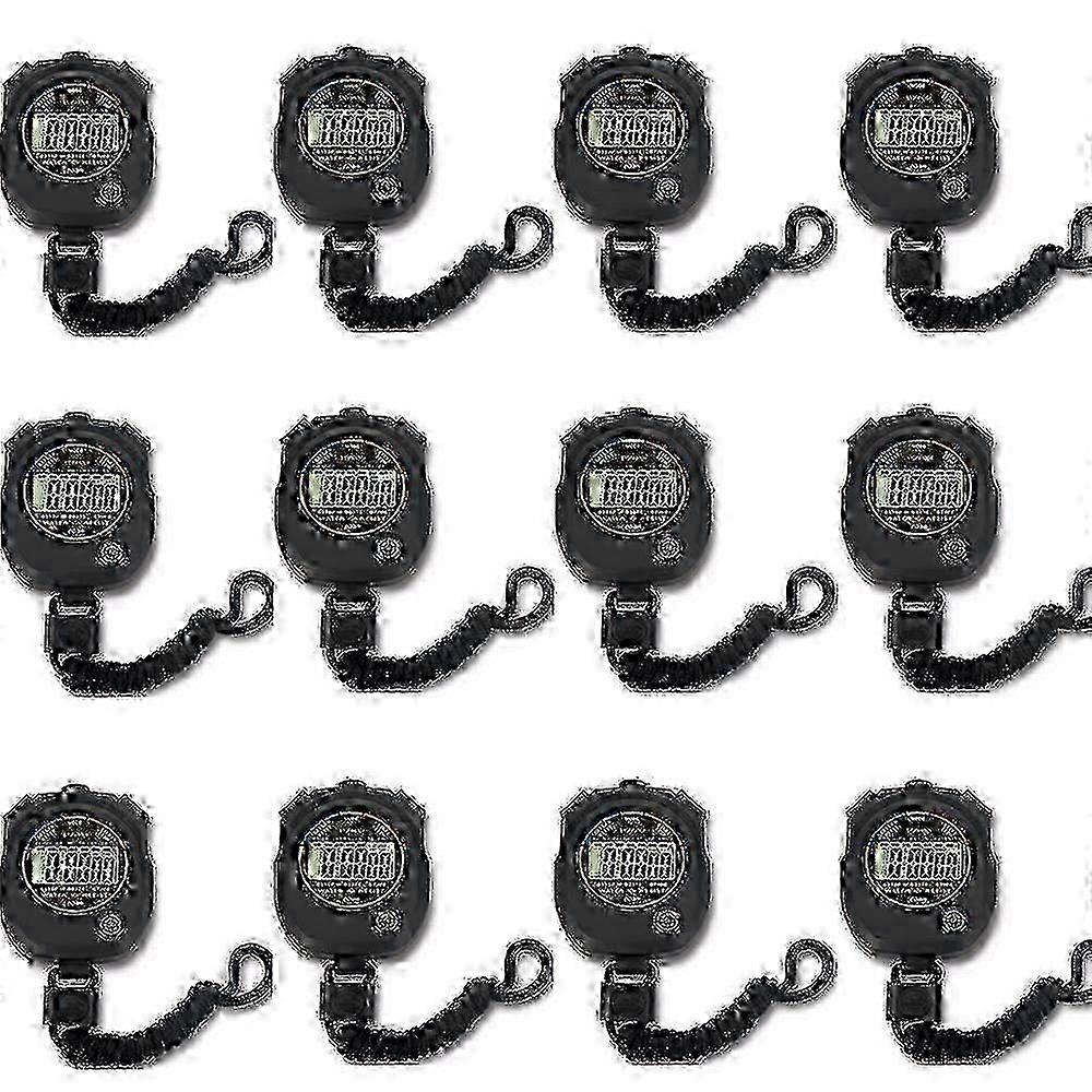 12 Pack Multi-Function Electronic Digital Sport Stopwatch Timer with Large Display, Date, Time and Alarm