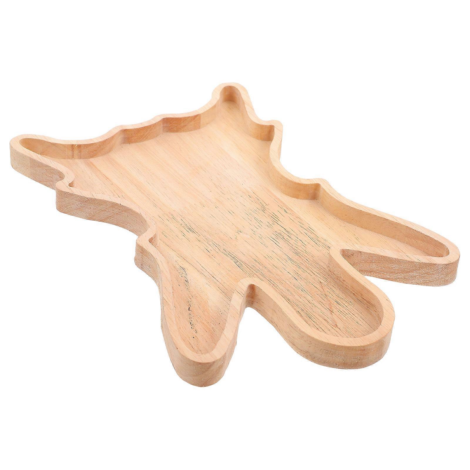 Wooden Serving Tray Ghost Pattern for Bread Serving 4Pcs Light Yellow Wood
