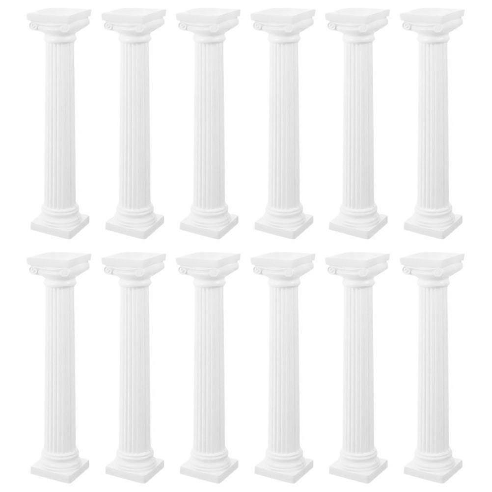 Mini Roman Column Wedding Decor White Plastic Sculptures 12Pcs Set