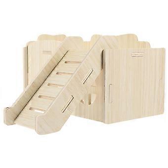 Wooden Hamster Castle House for Small Pets Play and Climb 3Pcs Set