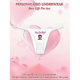 Women's Sexy Thong Panties Customized Portrait Printed Pattern Comfortable Panties Low Waist Thong