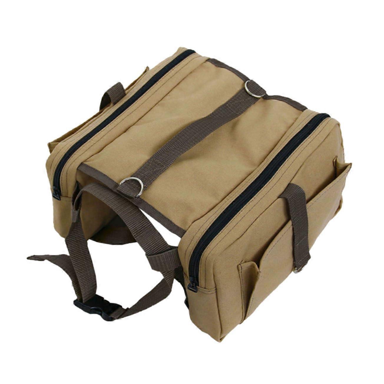 Dog Backpack Harness Waterproof Canvas with Adjustable Straps and Multiple Pockets for Hiking Camping