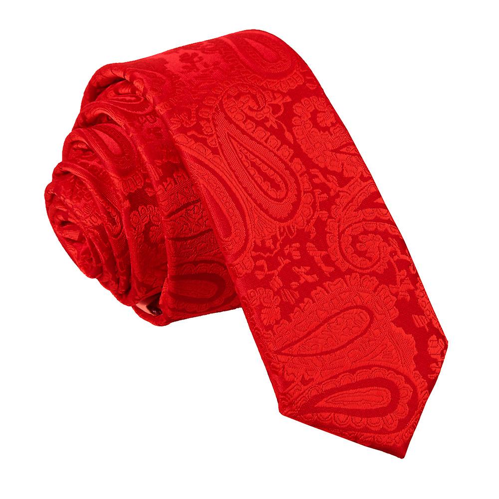 Red Paisley Skinny Tie