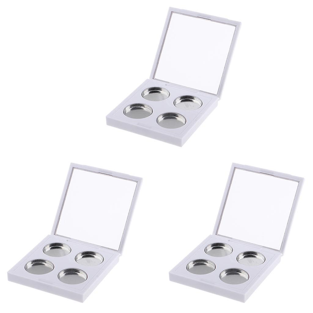 3x Empty Makeup Eyeshadow Pans Palette Blusher Lip Gloss DIY Case Box 4 Grid