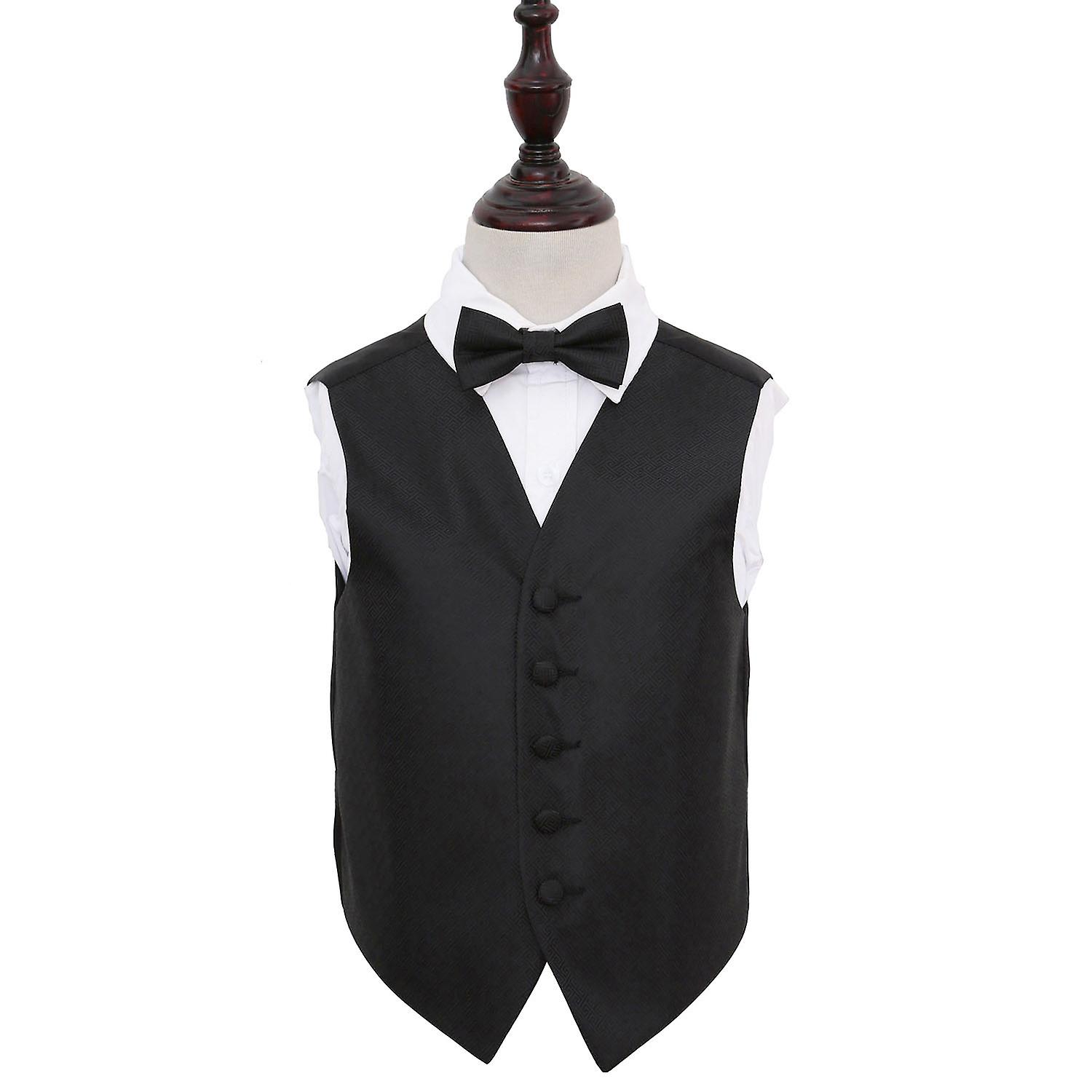 Black Greek Key Wedding Waistcoat and Bow Tie Set for Boys