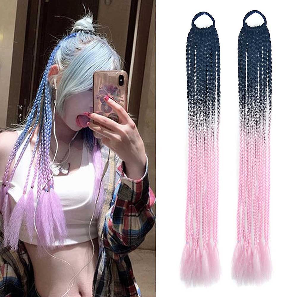 2 PCS FQXBMW Colorful Dreadlocks Ponytail Wigs, Color: 02