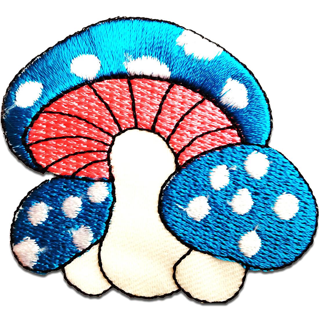 Iron-on patch - mushroom - white - 6.5 x 5.5 - appliqué patch iron-on