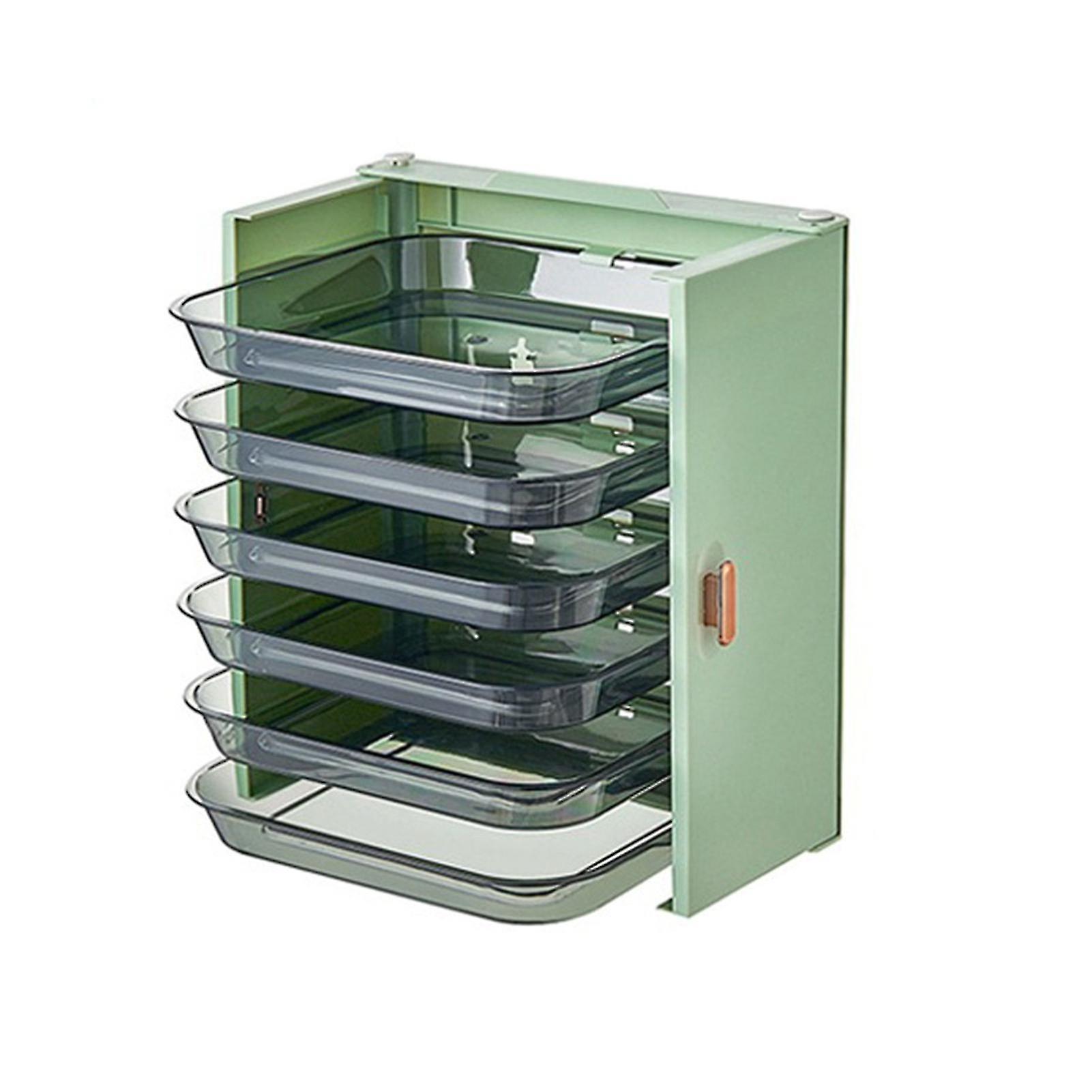 Light Green 6-Tier Foldable Wall Shelf for Plate and Dish Storage – No Tools Needed