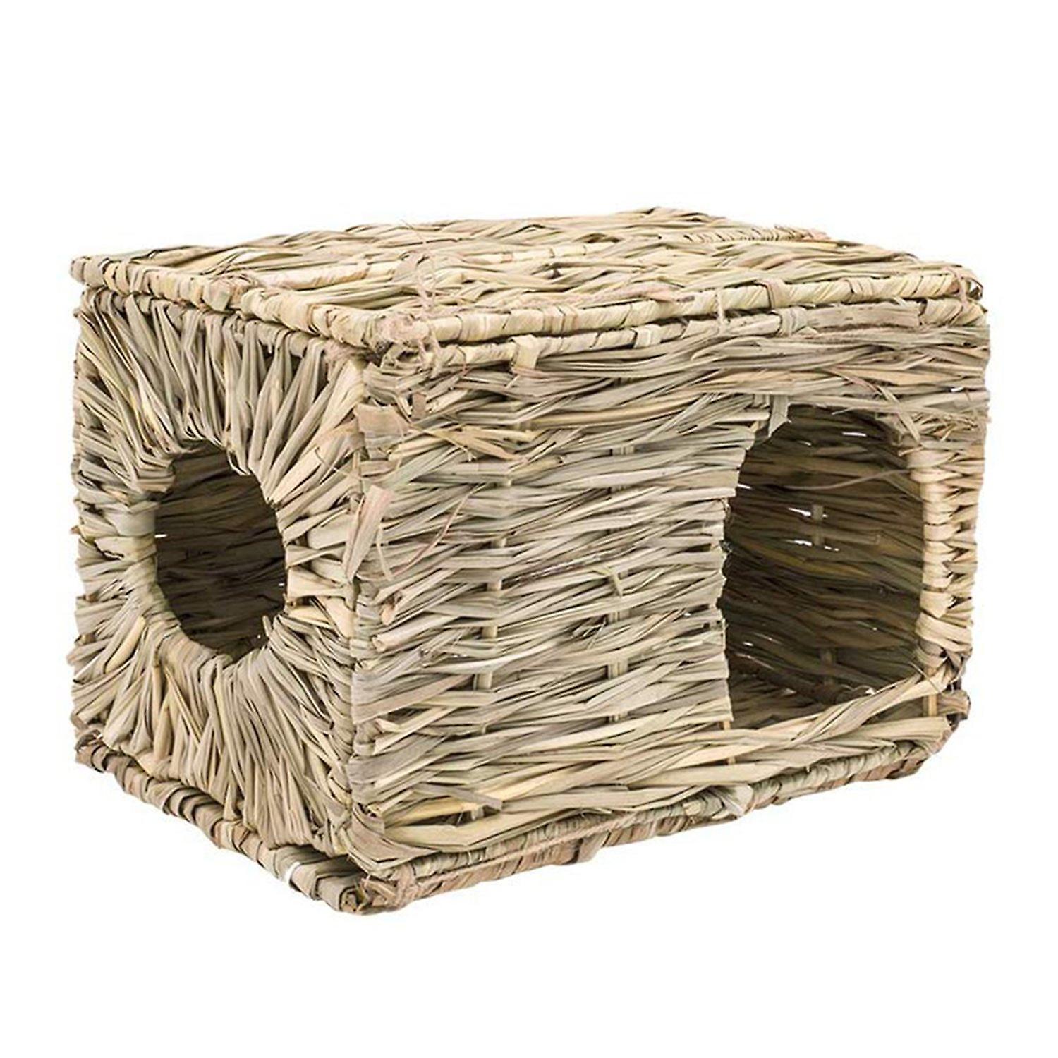 ZHOUBA Pet Nest Handmade Multi-function Grass Foldable Rabbit Bed for Small Animals