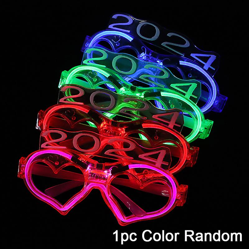 1pc Led Glasses Party Light Up 2024 Led Party Sunglasses For New Year Party Supplies Led Flashing Christmas Glasses