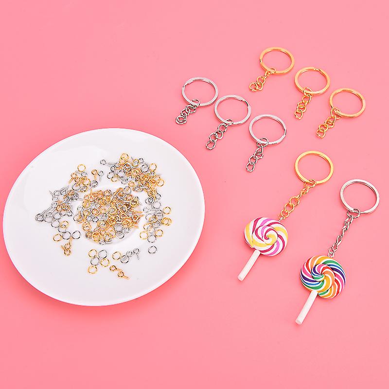 1set Key Ring With Chain Jump Rings Screw Eye Pins Set For Resin Diy Crafts