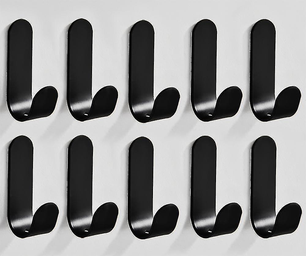 10 Pieces 7.5cm Adhesive Hooks Black Matt Stainless Steel SUS304 Coat Hooks Kitchen Hooks Towel Hooks Self-Adhesive