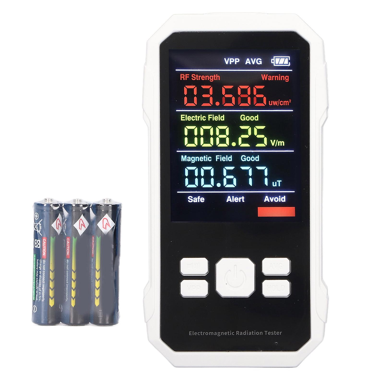 Electromagnetic Radiation Tester with Battery Handheld Digital High Frequency Radiation Detector White