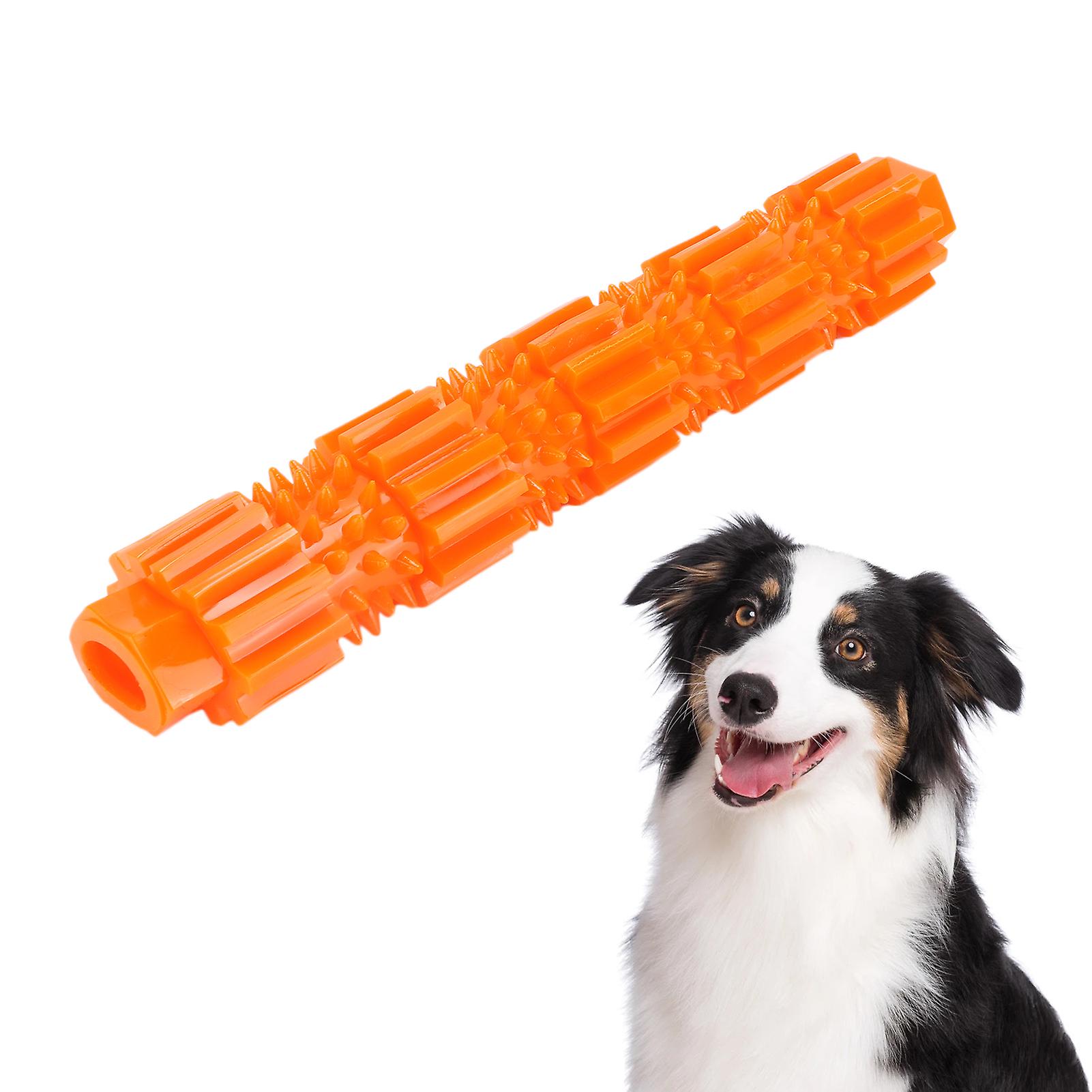 Dog Rubber Bone Toy Teeth Cleaning Playing Interaction Training Tough and Durable Chew ToyS Orange