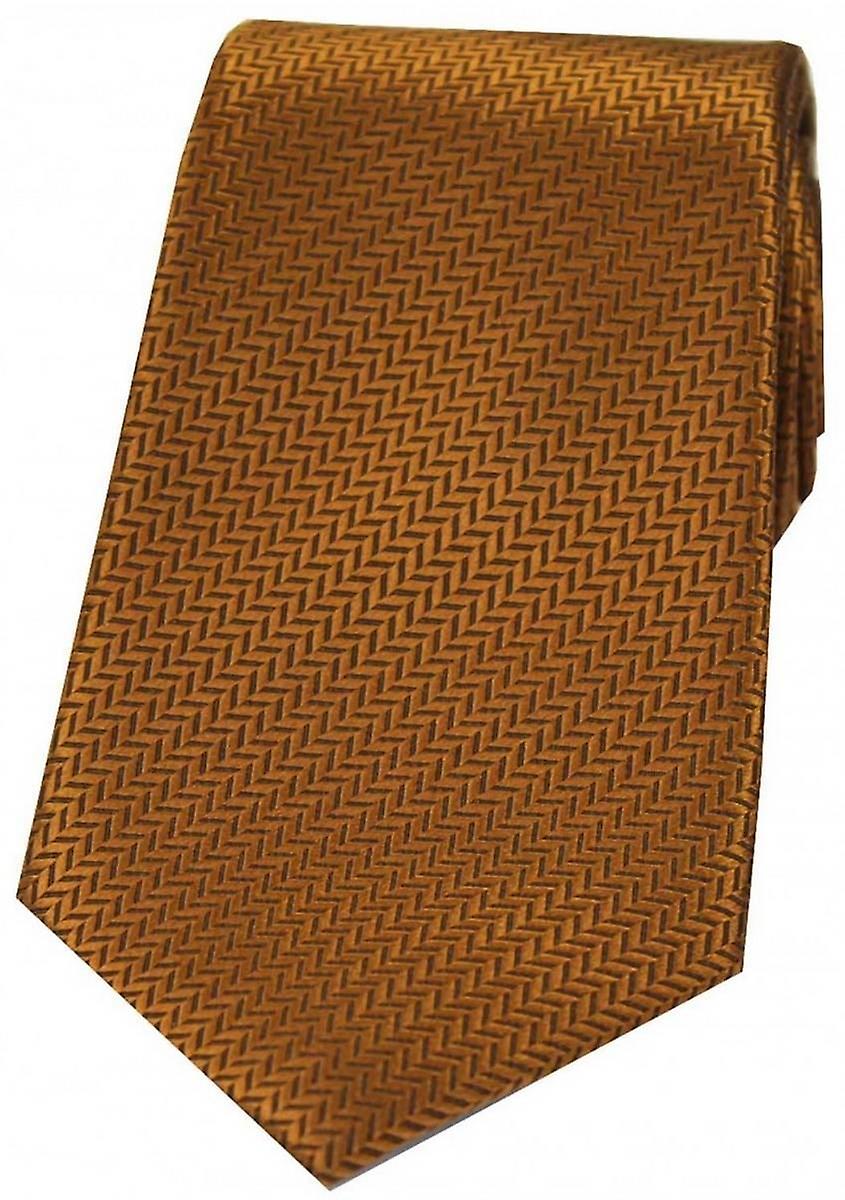 David Van Hagen Herringbone Silk Tie - Copper