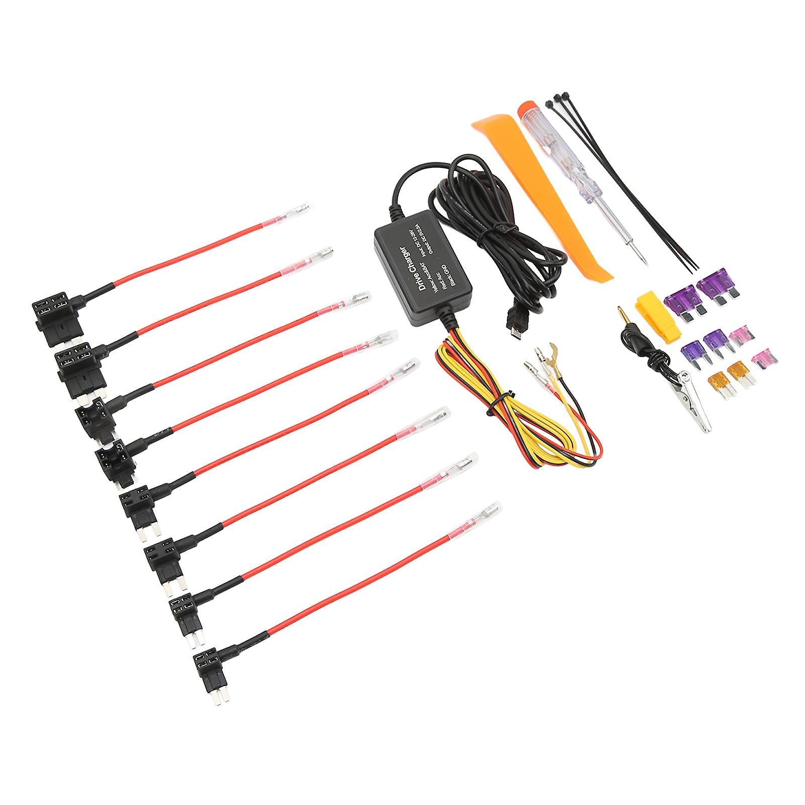 Dash Cam Hardwire Kit 12V‑28V to 5V USB Adapter Overheating Protection for Mirror Cam GPS Navigator Radar Detector MICRO 