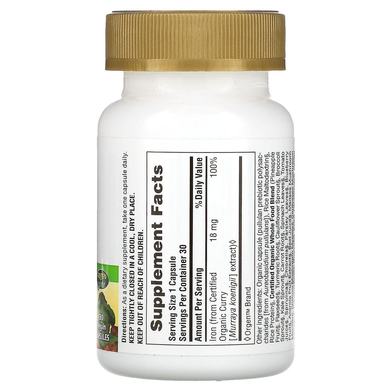 NaturesPlus, Source of Life Garden, Iron, 30 Vegan Capsules