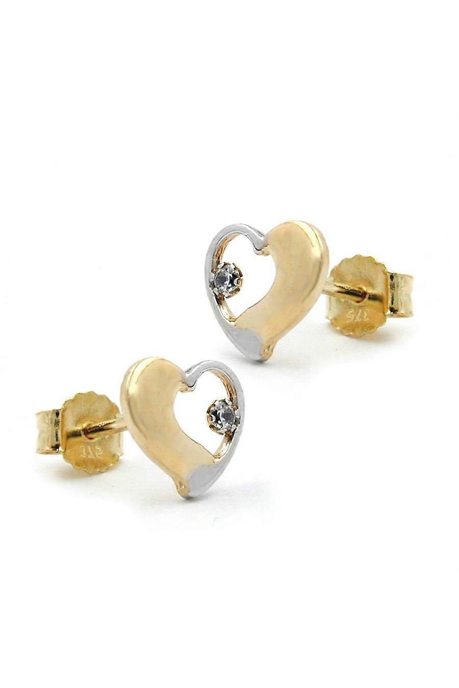 Stud Earrings Hearts Bi-coloured 9k Gold - Gl431143