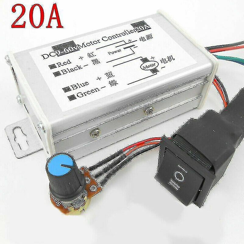 Dc 9-60v 12v 24v 36v 48v 20a Pwm Contrôleur de vitesse du moteur Cw Ccw Reverse Switch