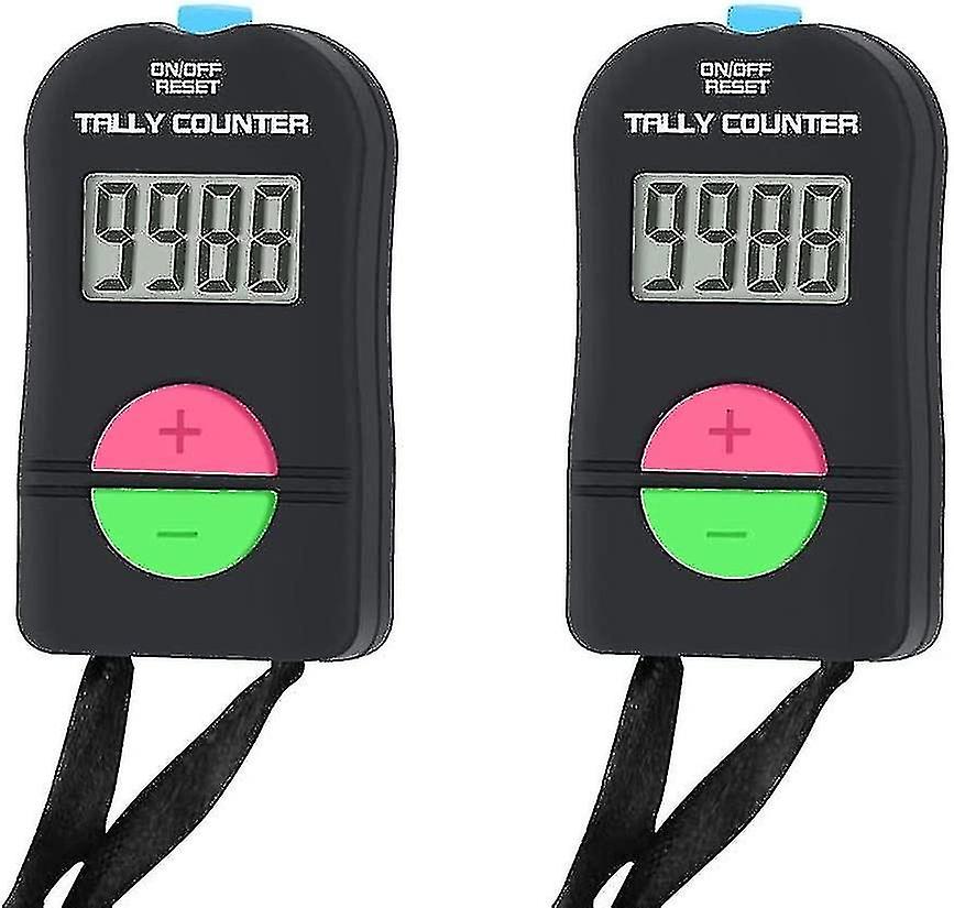 2 Pcs Electronic Counter Digital Hand Tally Counter Electronic Manual Clicker With Lanyard Add Subtr