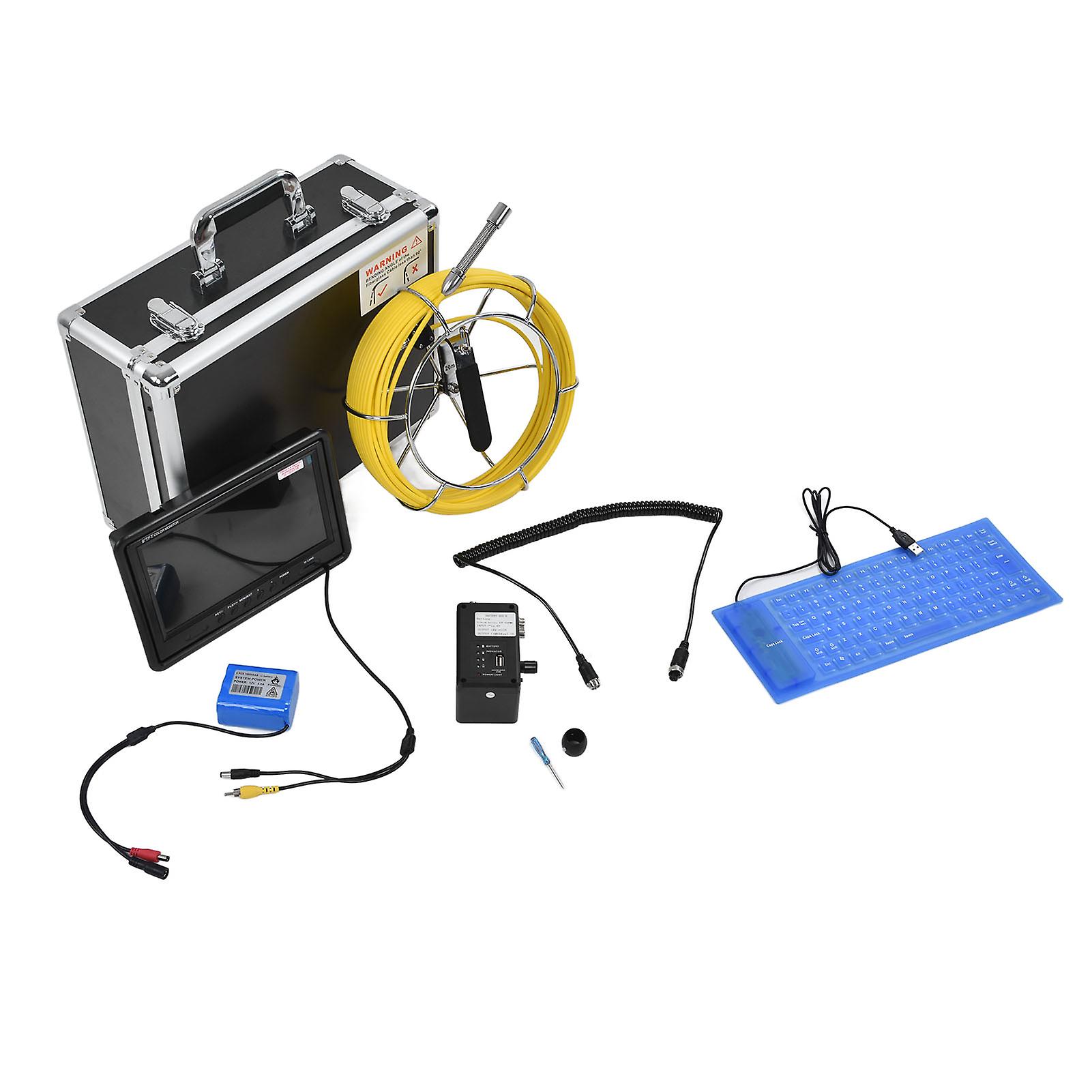 9in LCD 4500MAH Pipeline Endoscope 6LED Inspection Camera Water Pipe Video Endoscope 100‑240VEU Plug 30m / 98.4ft