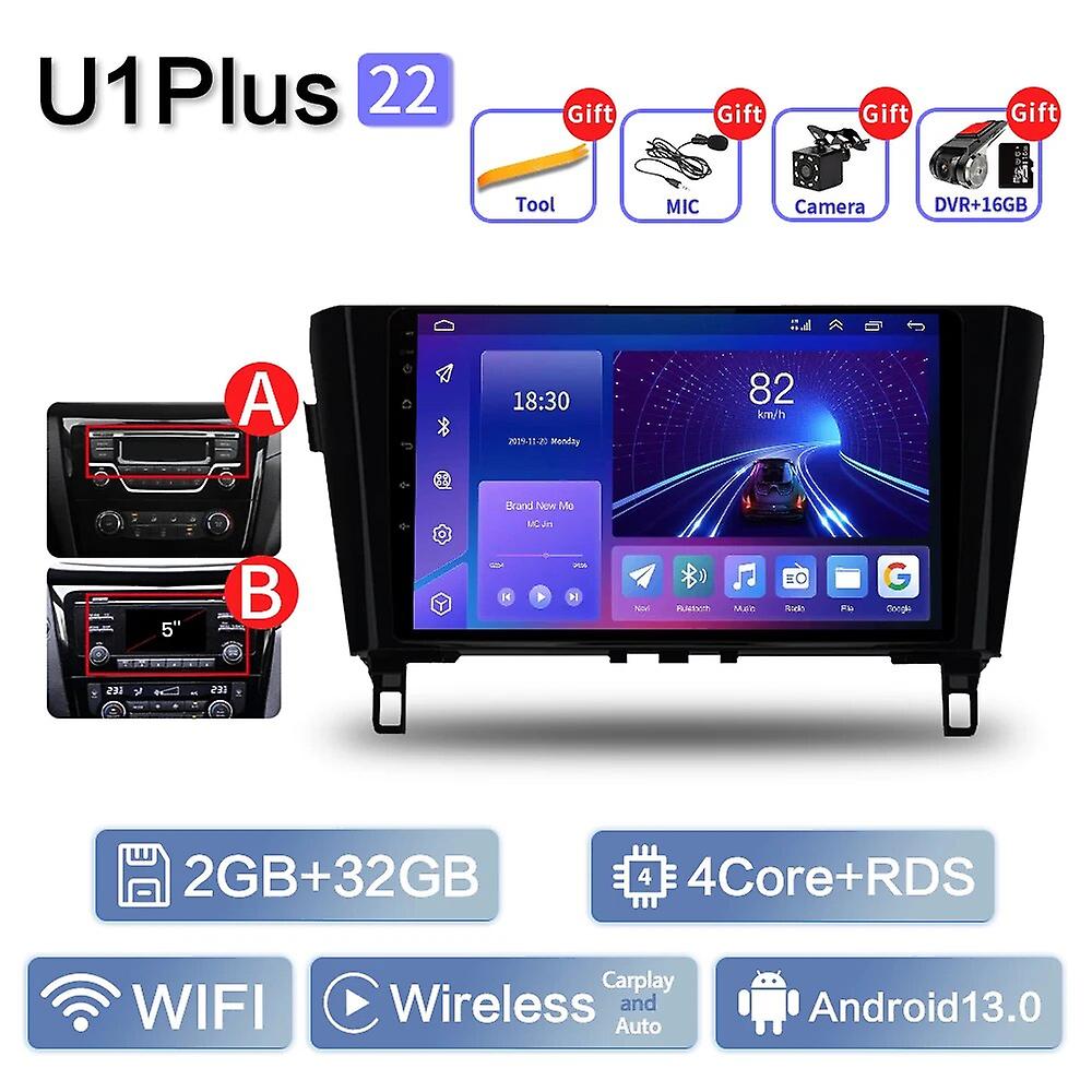 Für Nissan Qashqai J11 X-trail 3 T32 2013-2017 Auto Multimedia Video Player Navigation Carplay Android 13 Auto Player GPS 2 Din