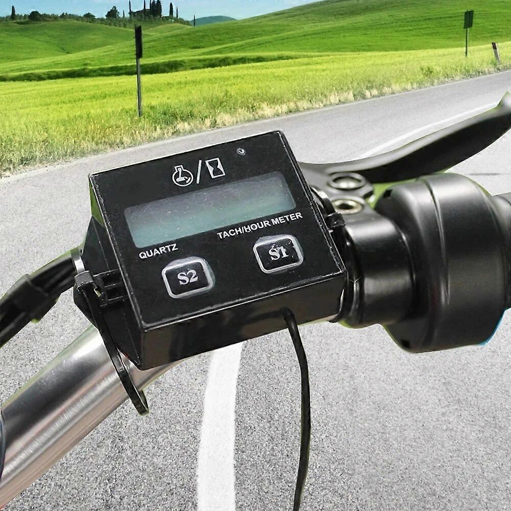 Waterproof Digital Engine Tach Hour Meter Tachometer Gauge Engine RPM LCD Display for Motorcycle Motor Stroke Engine Car Boat FN9U4692