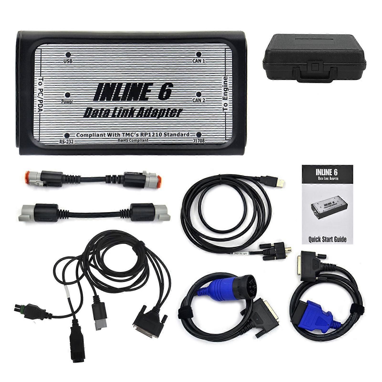 For INLINE 6 Data Link Adapter Kit Heavy Duty Diagnostic OBD2 Scanner for Cummins Engine J1939 J1708 E2U011