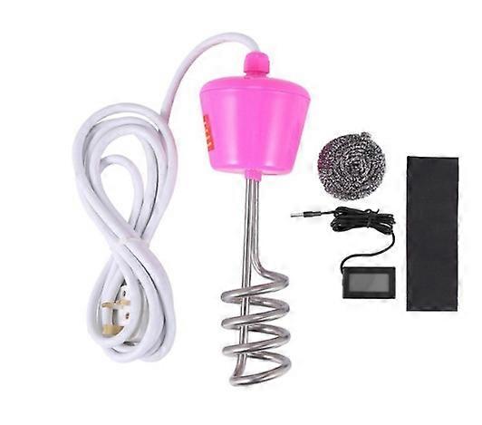Electric Floating Immersion Water Heater Boiler with Digital Thermometer Pink AU 220-250V