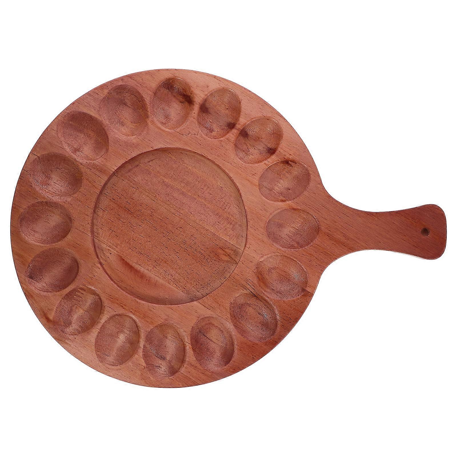 Wooden Egg Storage Plate Egg Divided Serving Plate Double Side Dessert Plate