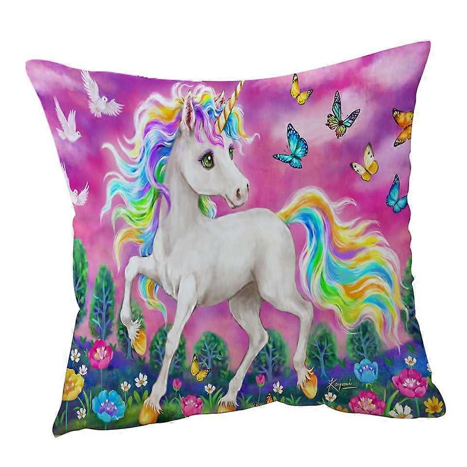 Fairytale Magical Unicorn and Butterflies Cushion Cover