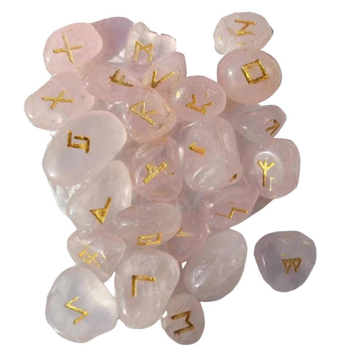 25pcs Natural Rune Stone Irregular Divination Rune Gift Decoration Pink